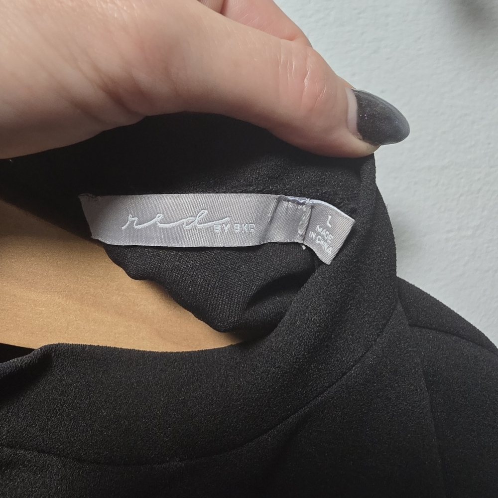 Black Sheer Sleeve Top with Rhinestone Detail - Picture 7 of 7